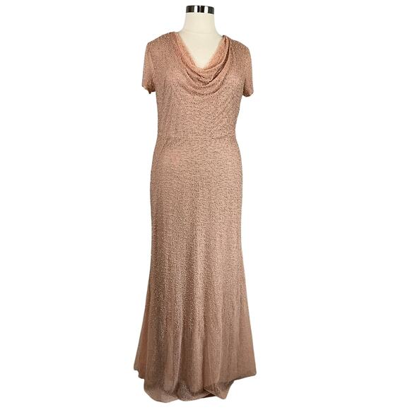 JS Collections Women's Formal Dress Size 14W Pink Beaded Long Evening Gown - Picture 1 of 14